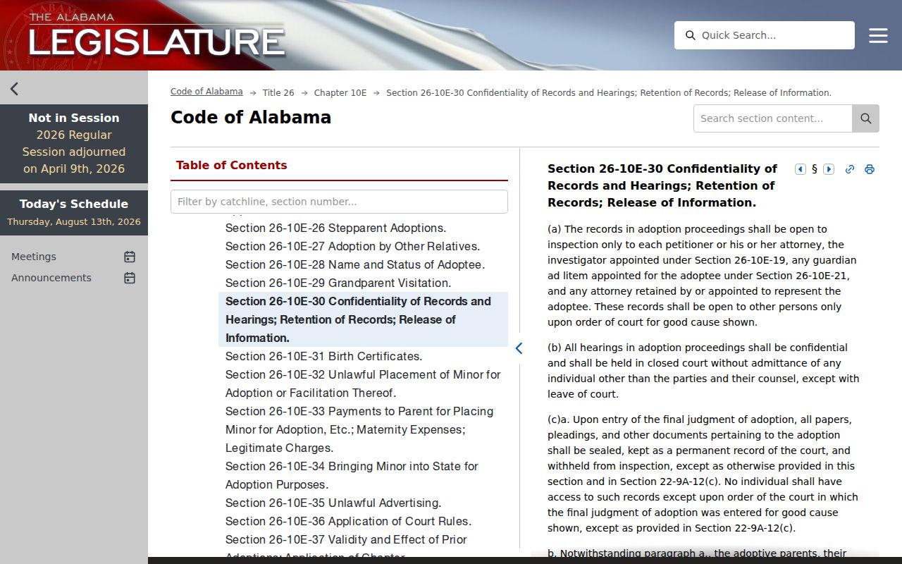 Conecuh County court records adoption confidentiality source