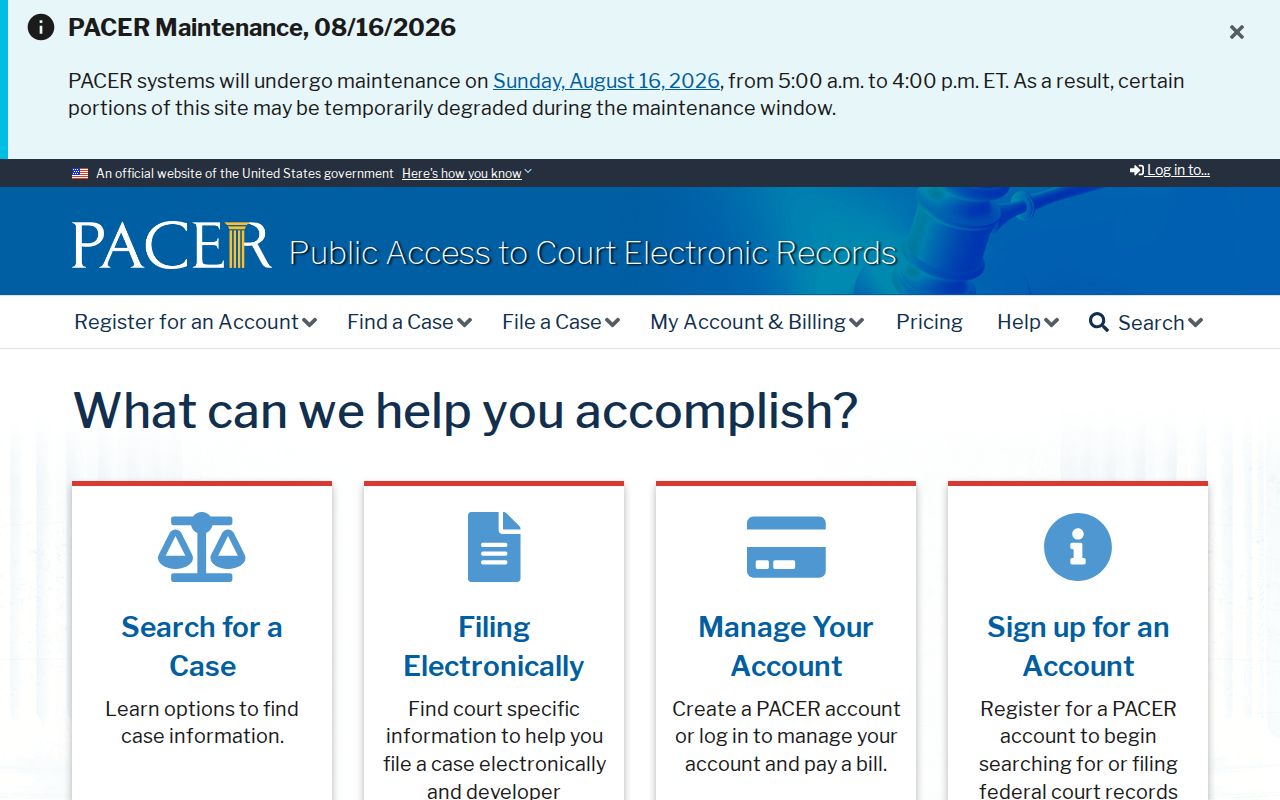 McKenzie and Conecuh County court docket routing reference for PACER