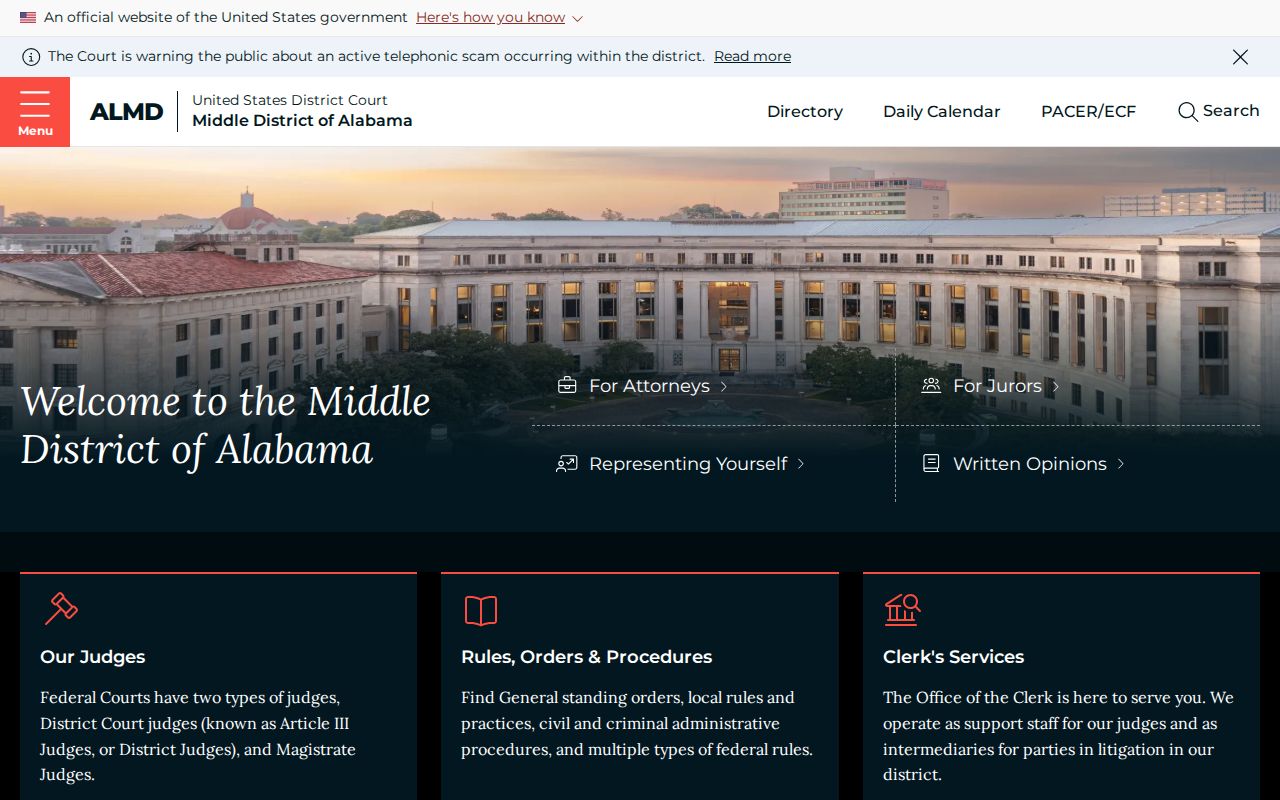 Repton and Conecuh County court docket routing reference for federal cases