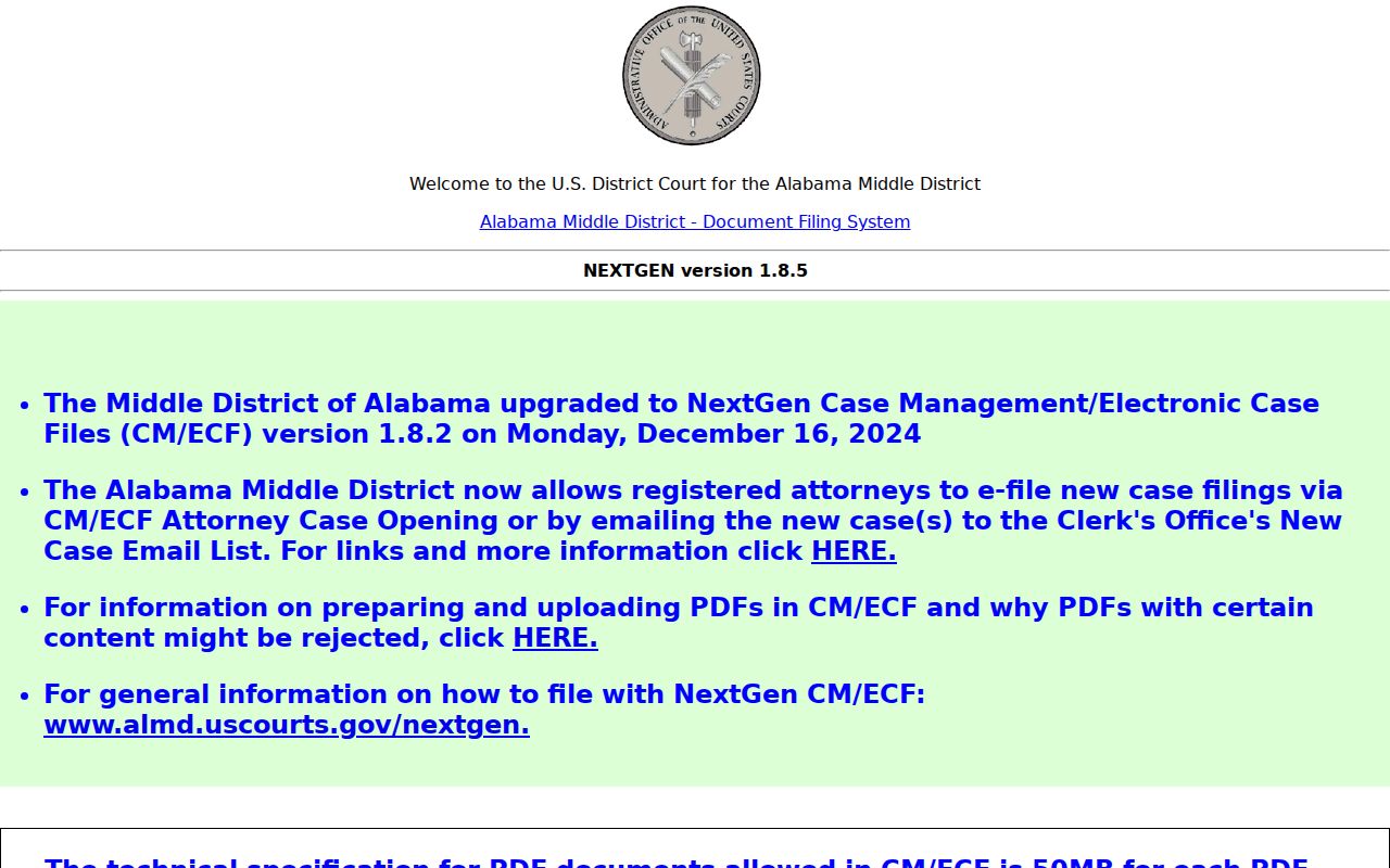 Repton and Conecuh County court docket distinction from federal CM ECF